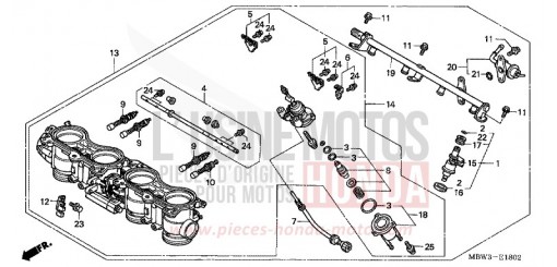 CORPS DE PAPILLON CBR600F1 de 2001